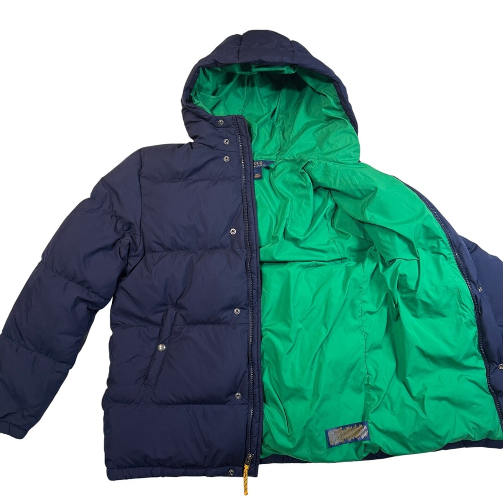 Polo Ralph Lauren Down Puffer Hooded Jacket Youth XL 18-20 Navy Blue Quilted - Picture 7 of 13